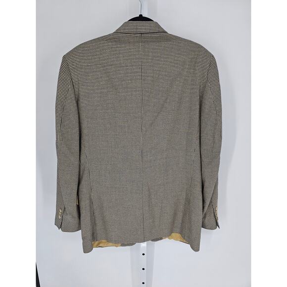 Priatti Men's Tan & Black Houndstooth Notch-Collar Two-Button Blazer Size 44 - Picture 4 of 4